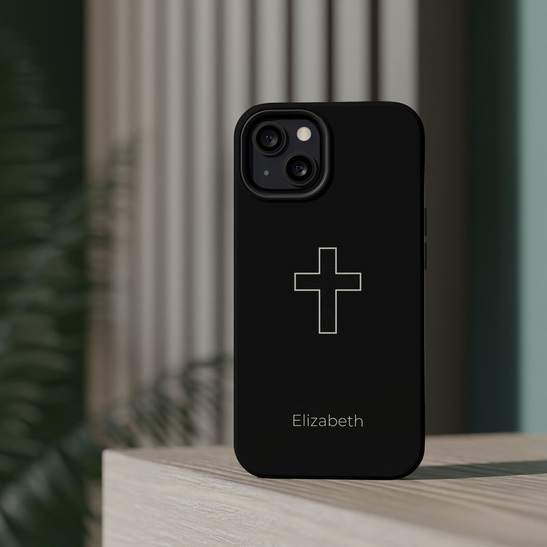 Personalized Magnetic Phone Case — Minimal Cross Design