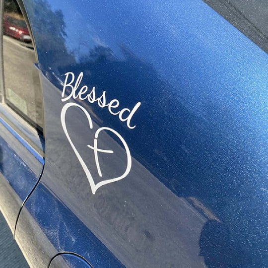 Blessed Car Decal in its packaging