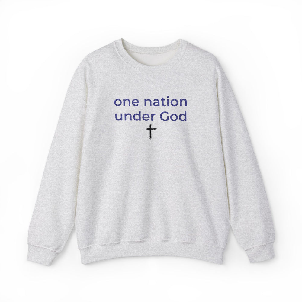 One Nation Under God Embroidered Sweatshirt | Christian Patriotic America 250 Crewneck