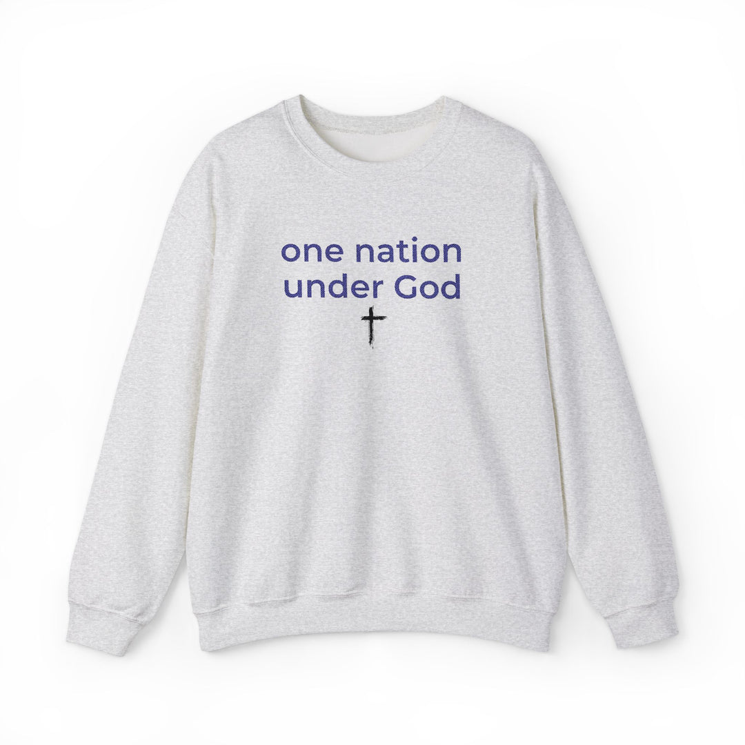 One Nation Under God Embroidered Sweatshirt | Christian Patriotic America 250 Crewneck