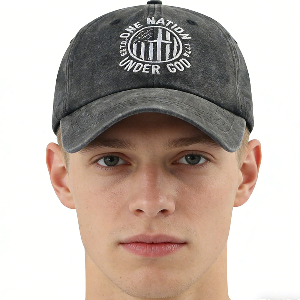2-Pack One Nation Under God Adjustable Baseball Caps for Men &amp; Women