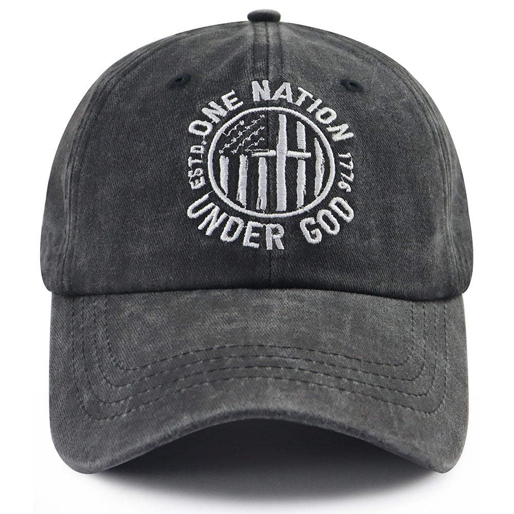 2-Pack One Nation Under God Adjustable Baseball Caps for Men &amp; Women