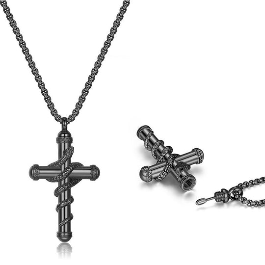 18k Gold Cross Snake Chain Necklace featuring a sleek cross pendant and elegant snake chain for a modern look.