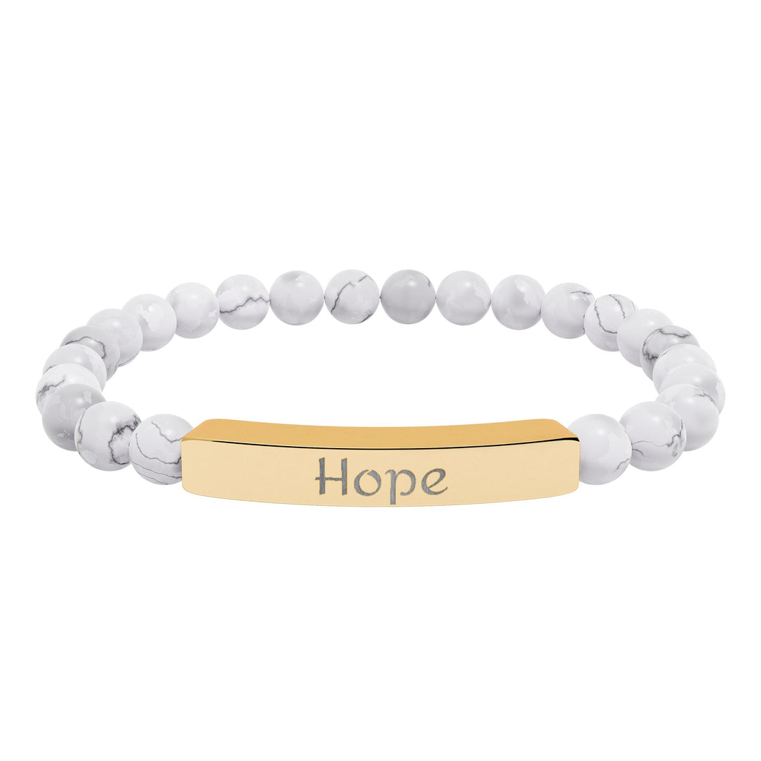 Hope Engraved Stone Bar Bracelet Natural Stone Stretch Bracelet | Beaded Bracelet