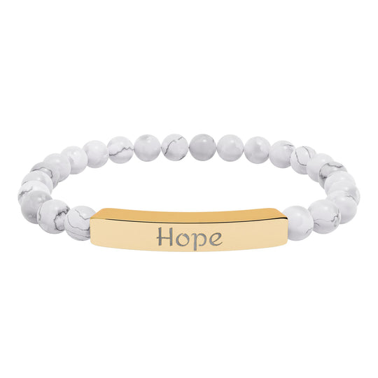 Hope Engraved Stone Bar Bracelet Natural Stone Stretch Bracelet | Beaded Bracelet