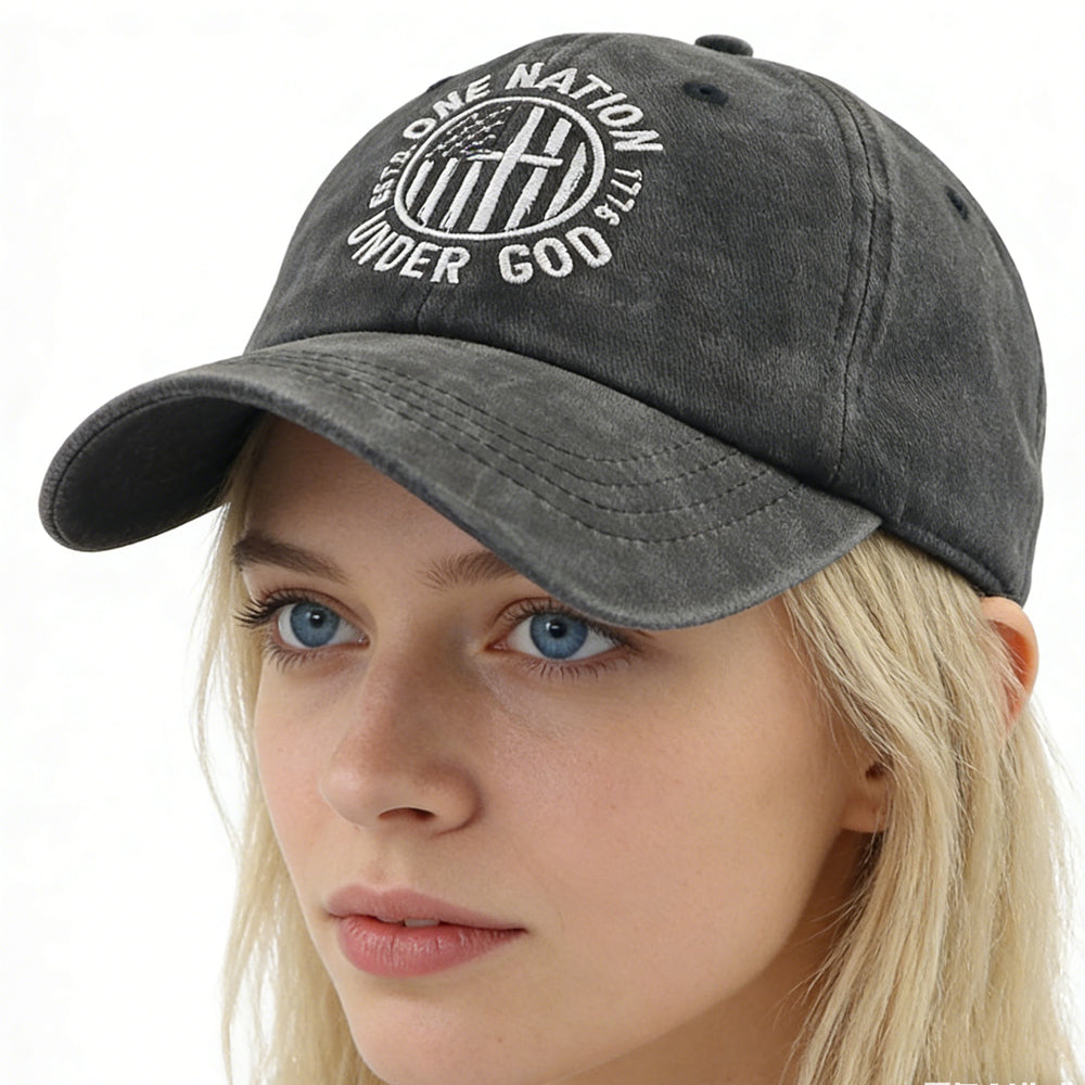 2-Pack One Nation Under God Adjustable Baseball Caps for Men & Women