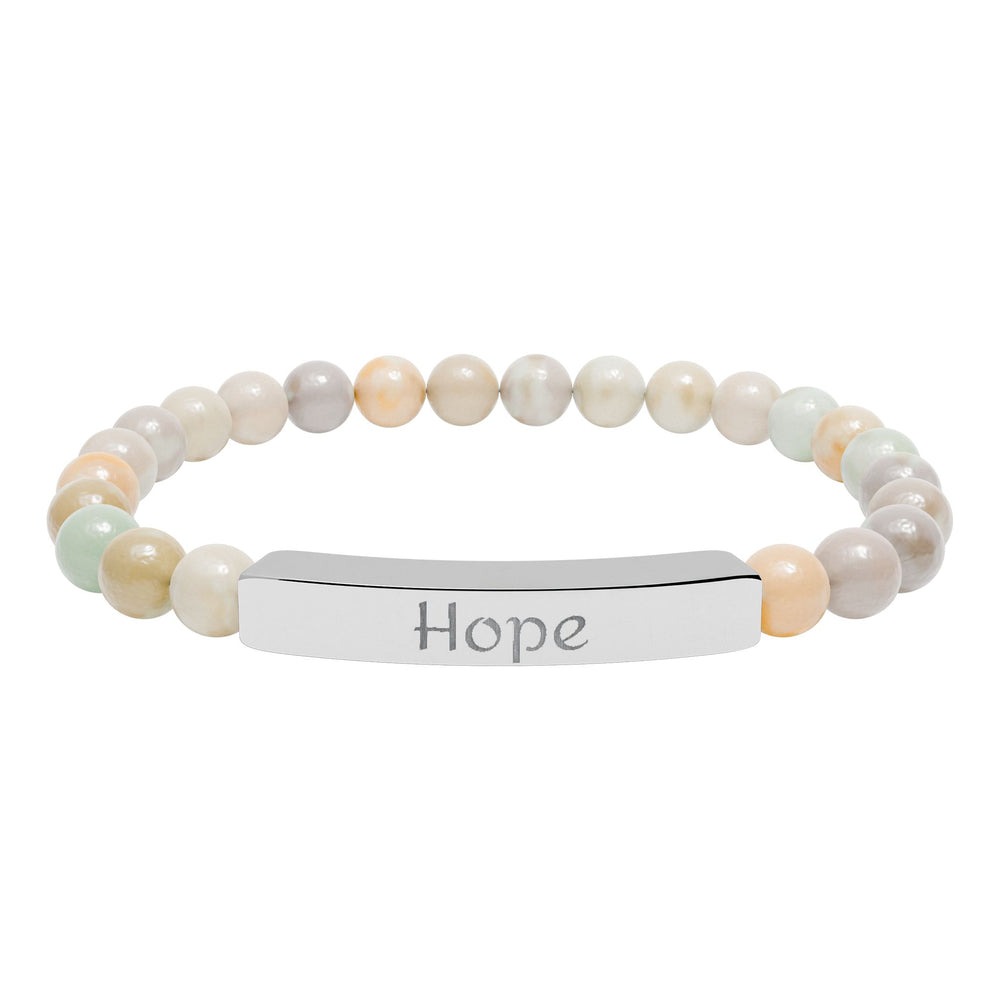 Hope Engraved Stone Bar Bracelet Natural Stone Stretch Bracelet | Beaded Bracelet