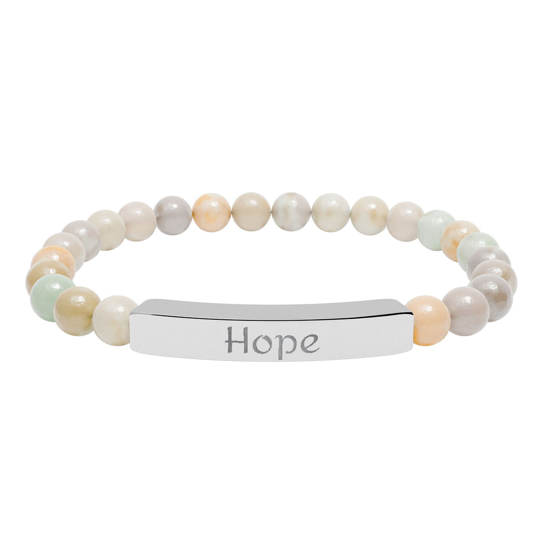 Hope Engraved Stone Bar Bracelet Natural Stone Stretch Bracelet | Beaded Bracelet