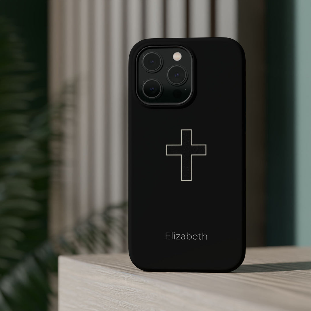 Personalized Magnetic Phone Case — Minimal Cross Design