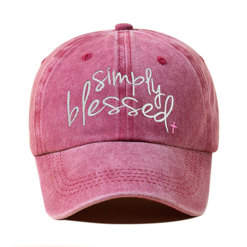 Simply Blessed Washed Embroidered Baseball Cap