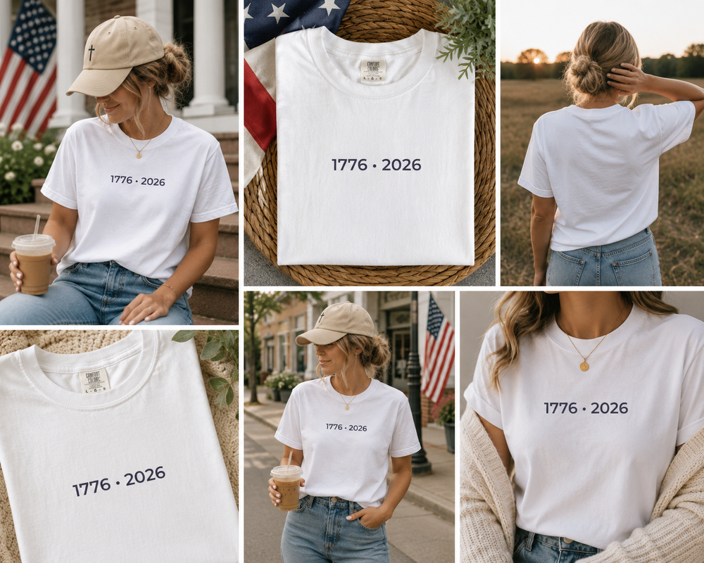 1776 2026 Unisex Tee | Minimal Patriotic T-Shirt | USA Heritage Tee