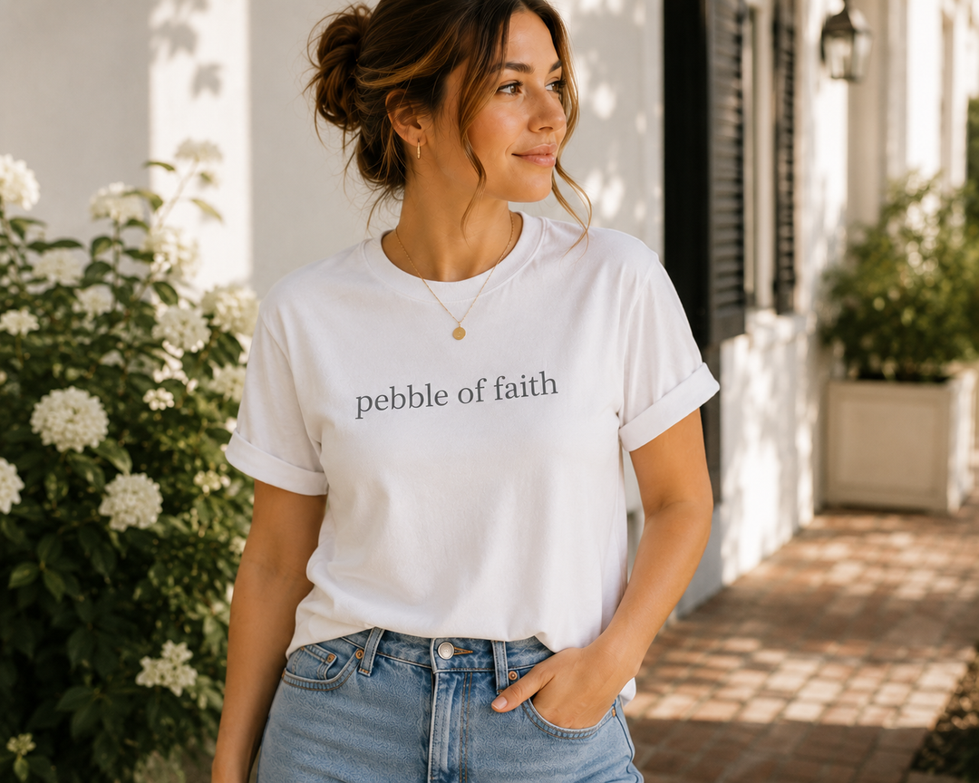 Pebble of Faith Minimal Logo Tee | Faith-Based Apparel | Christian Streetwear