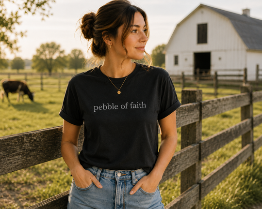 Pebble of Faith Minimal Logo Tee | Faith-Based Apparel | Christian Streetwear