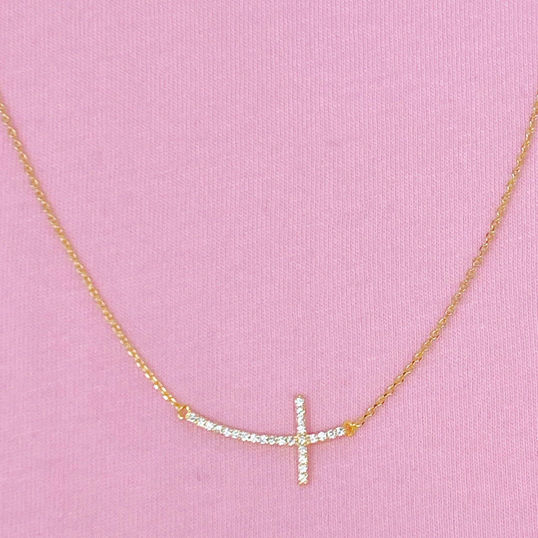 Shiny Side Cross Necklace-2