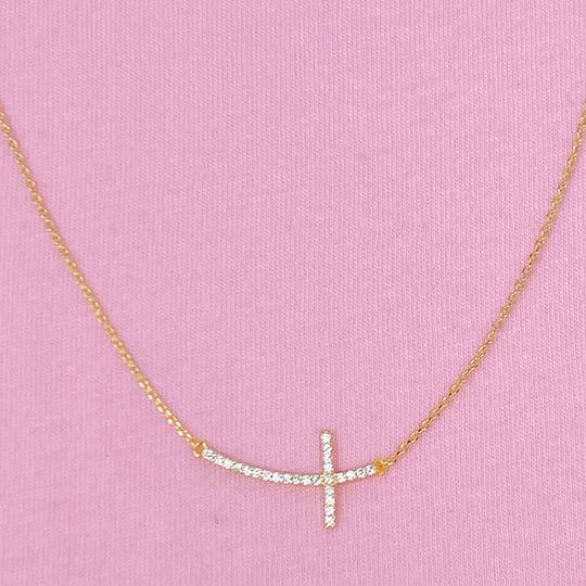 Shiny Side Cross Necklace-2