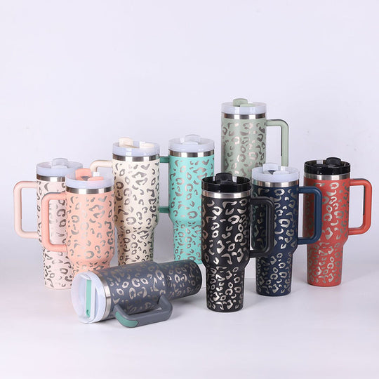 40 Oz Tumbler Insulated, Stainless Steel Spill Proof With Handle, Straw, and Lid