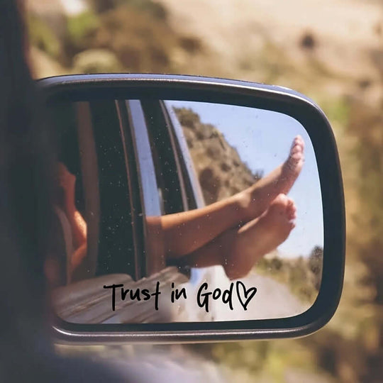 Trust in God car decal on a white background