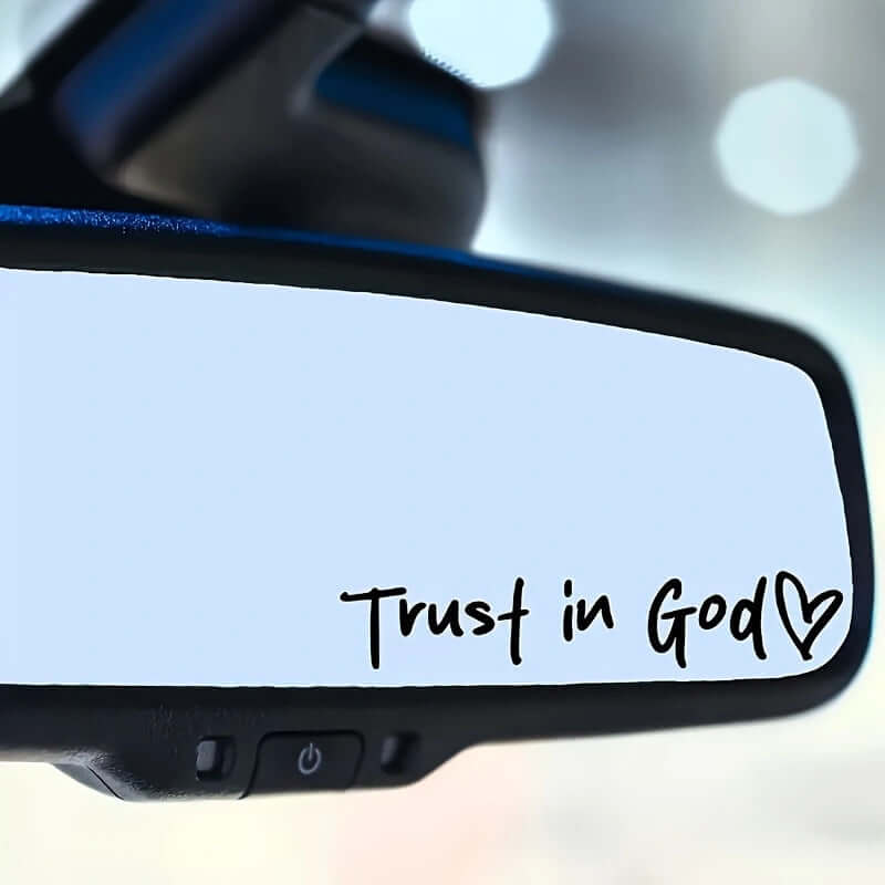 Trust in God car decal applied to a car window