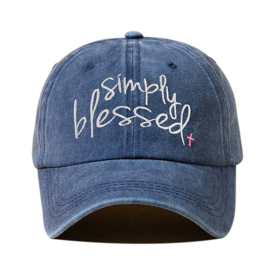 Simply Blessed Washed Embroidered Baseball Cap