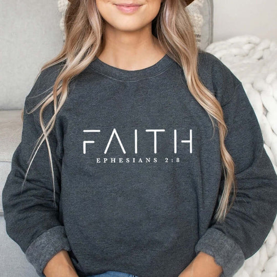 Faith Ephesians 2:8 Crew Neck Sweatshirt