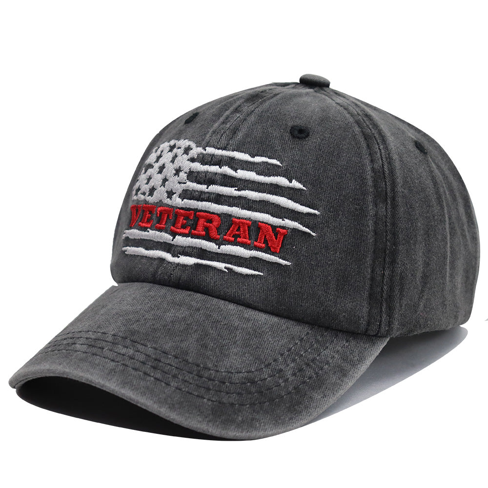USA Patriotic Veteran Hat | Embroidered American Flag Baseball Cap