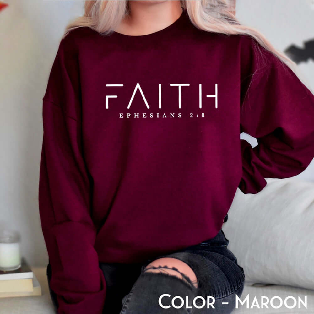 Faith Ephesians 2:8 Crew Neck Sweatshirt
