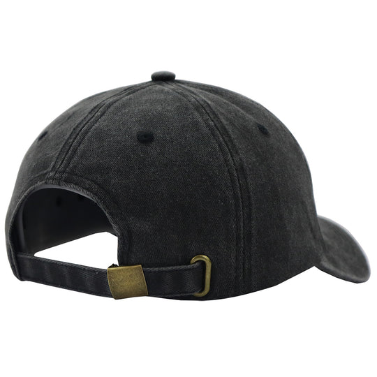 Back view of Christian American Flag Cross Baseball Cap showing adjustable strap and stylish design.