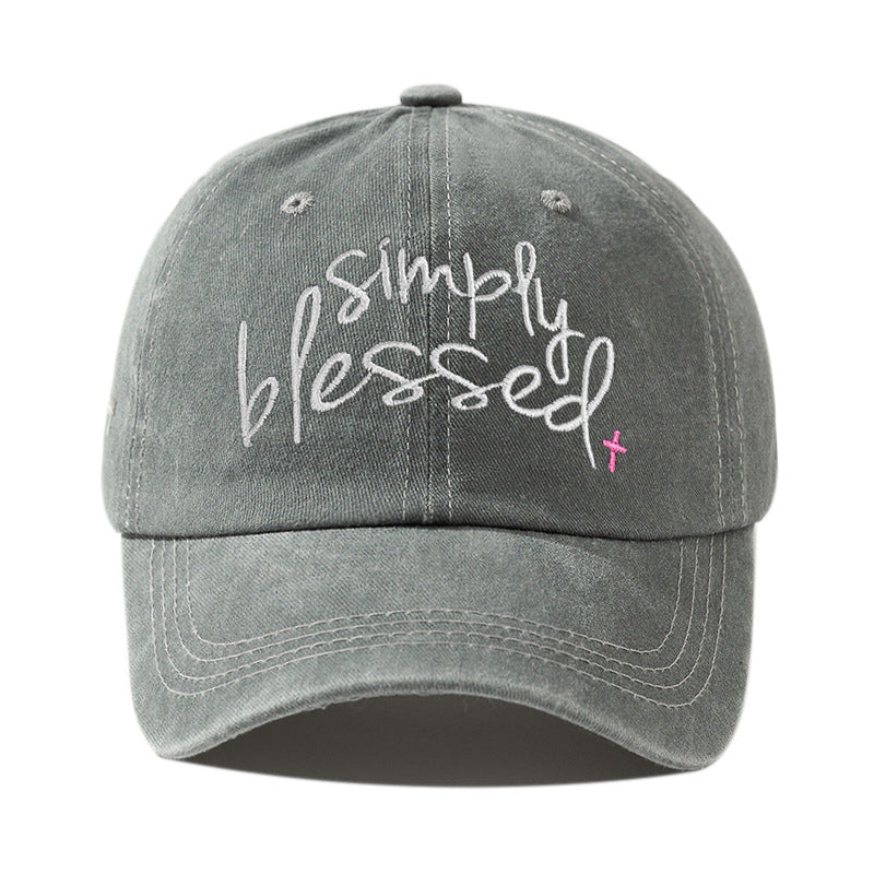 Simply Blessed Washed Embroidered Baseball Cap
