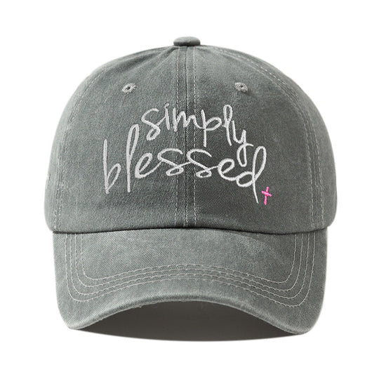 Simply Blessed Washed Embroidered Baseball Cap