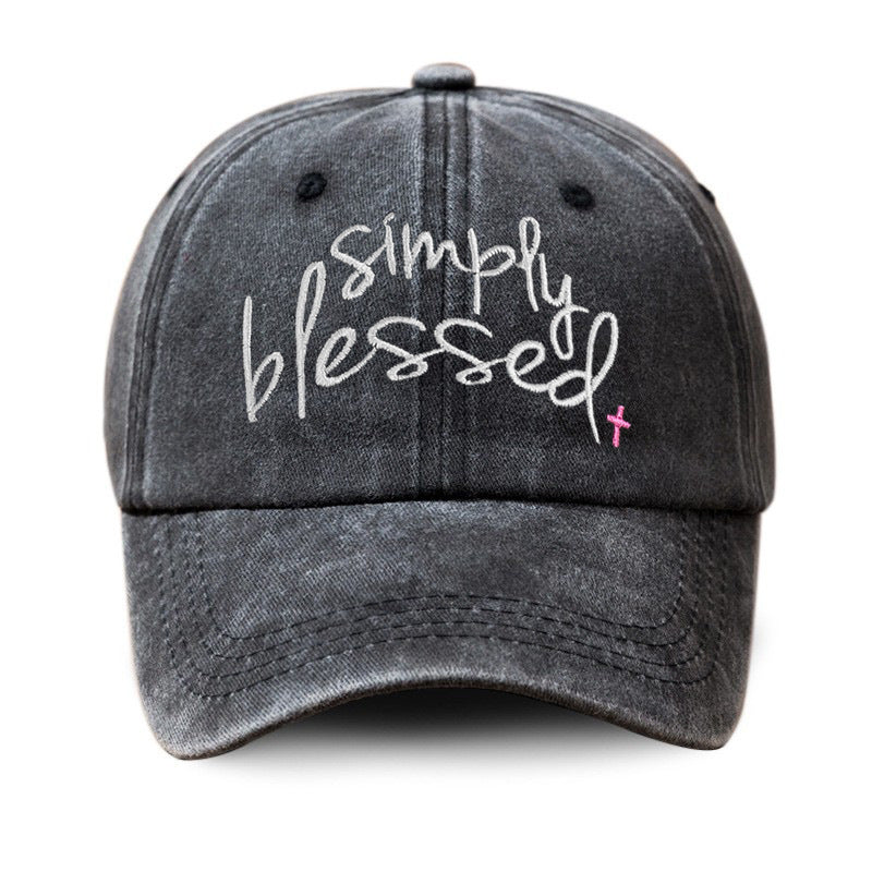 Simply Blessed Washed Embroidered Baseball Cap